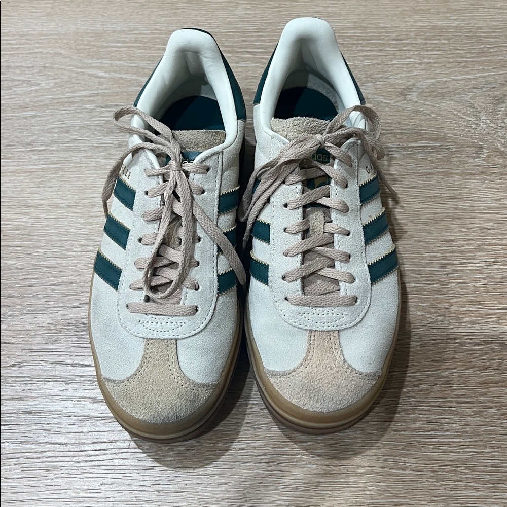GUC adidas Gazelle Bold Magic Beige Collegiate Green (Women's) (Size 6.5W)